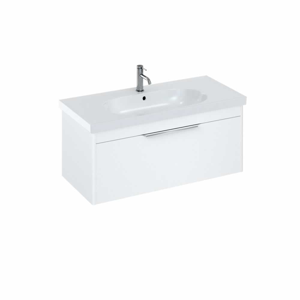 Shoreditch 100cm single drawer Matt White with Origin Round Basin